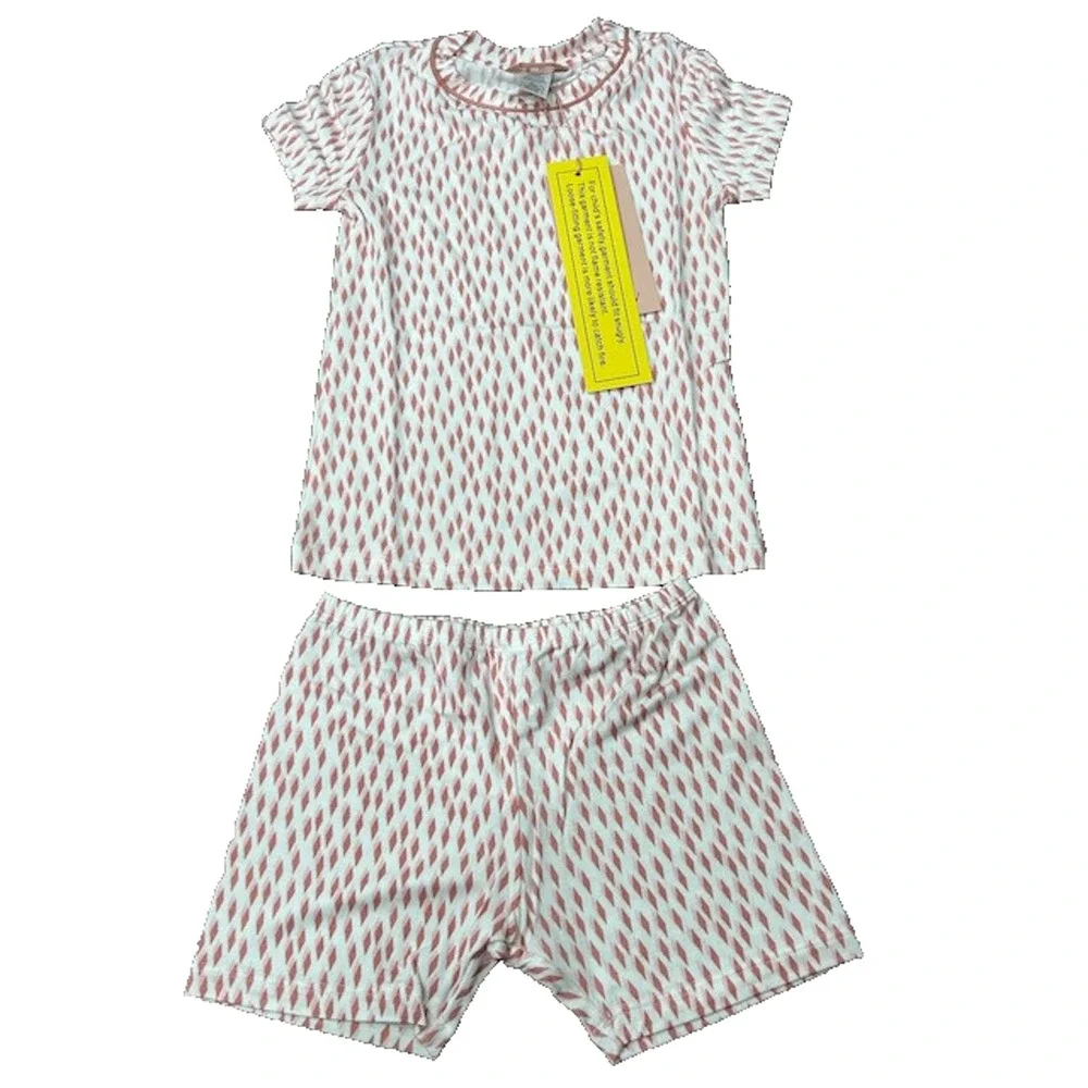 Eberjey Girls Gisele Short Sleeve Top Shorts Bottom Pajama Set Pink Size 4 NWT